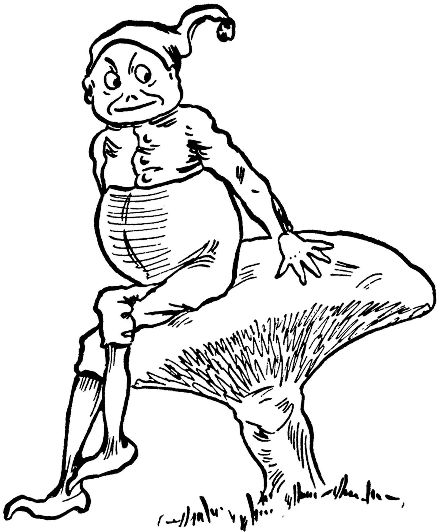 1482x1800 Funny Vintage Elf On Mushroom Image!