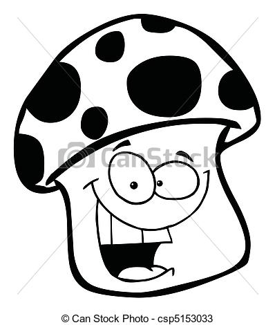 398x470 Outlined Smiling Mushroom Black And White Mushroom Vectors