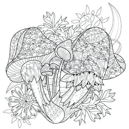 450x450 Trippy Mushroom Coloring Pages Mushrooms Coloring Pages