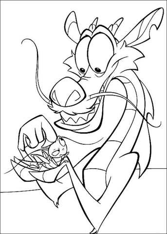 343x480 Mushu With Grasshopper Coloring Page Free Printable Coloring Pages