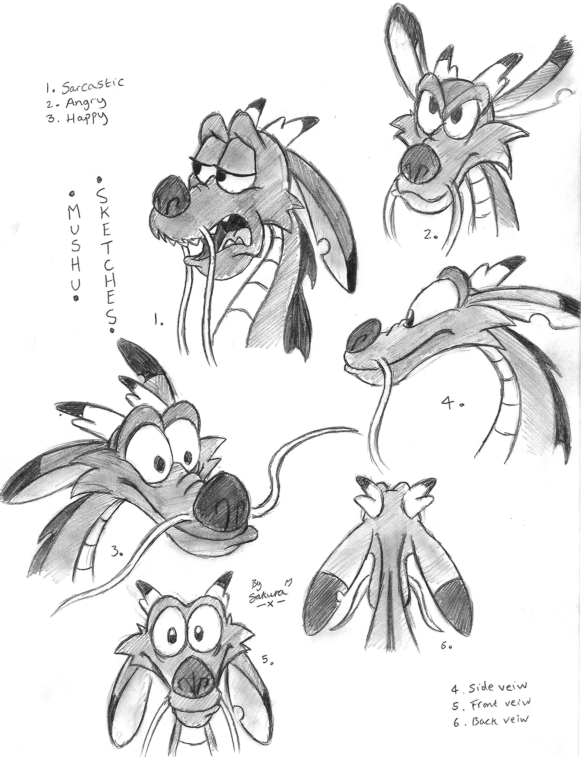 581x757 Mushu Face Sketches By Sakura11