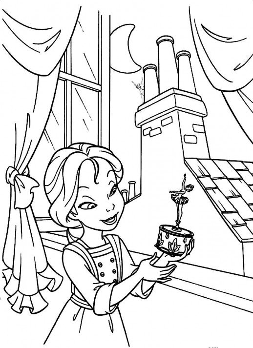 518x713 A Girl Playing A Music Box Tinkerbell Coloring Pages