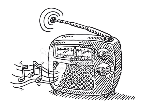 586x440 Vintage Radio Music Drawing Stock Vector