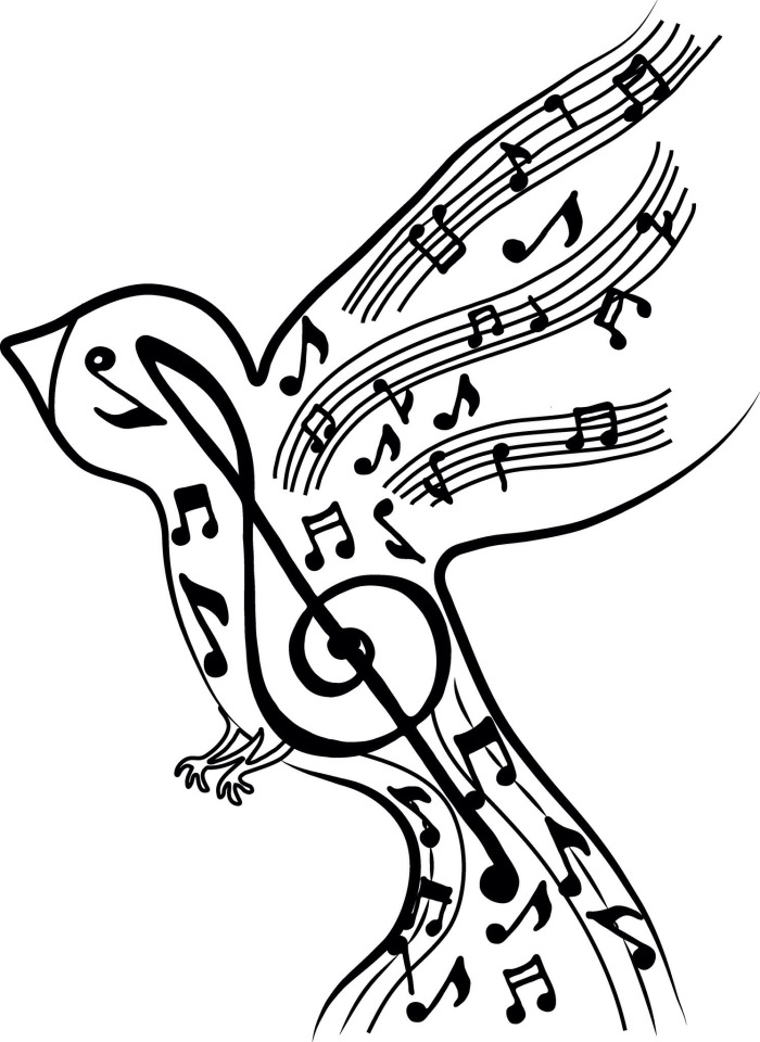 700x960 Line Drawings Of Birds And Music Notes
