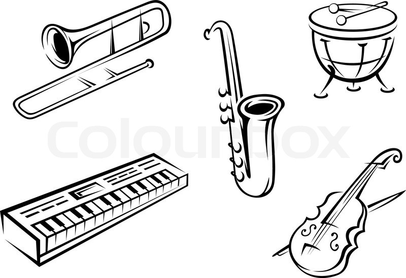 800x549 Musical Instruments Set Stock Vector Colourbox