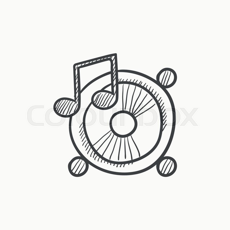 800x800 Loudspeakers With Music Note Vector Sketch Icon Isolated