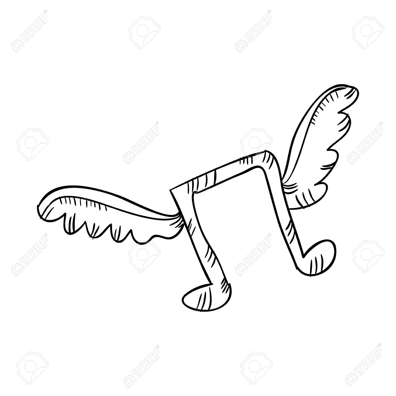 1300x1300 Music Note With Wings. Musical Symbol Drawn Design. Vector