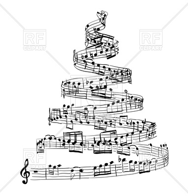 383x400 Christmas Tree From Music Notes Royalty Free Vector Clip Art Image