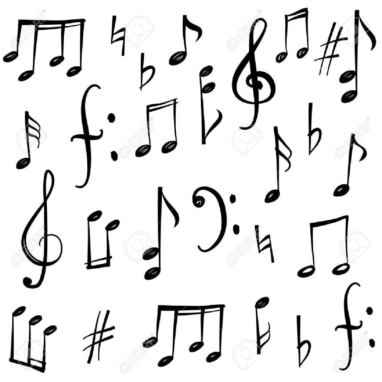 1300x1300 Music Notes And Signs Set. Hand Drawn Music Symbol Sketch