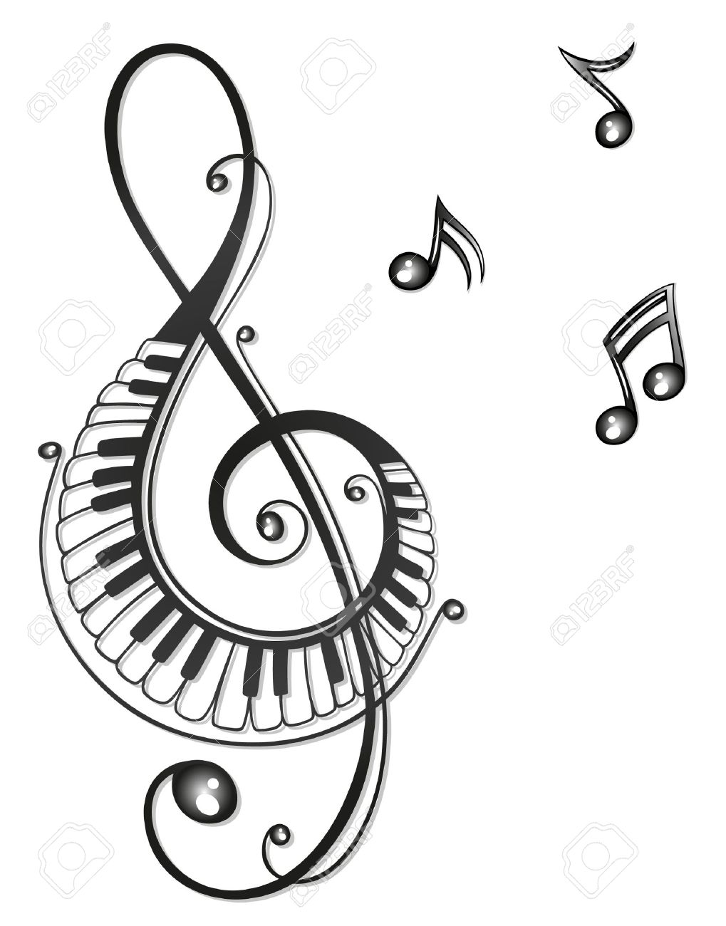 1019x1300 Clef With Music Notes, Black Tribal Royalty Free Cliparts, Vectors