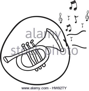 313x320 Trumpet And Music Notes Illustration Stock Vector Art