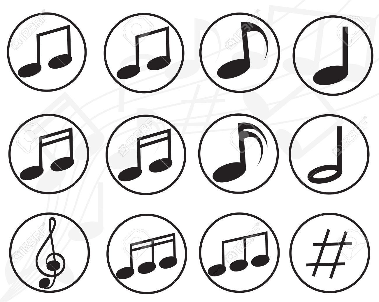 1300x1039 Music Note Sign Icon Musical Symbol Buttons Vector Royalty Free