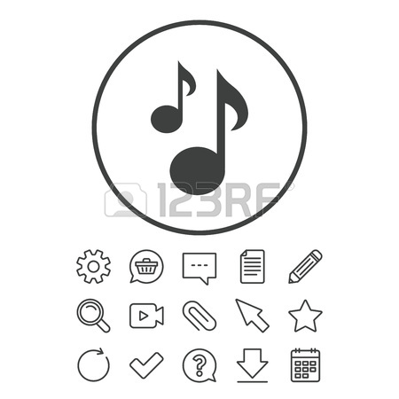 450x450 Music Notes Sign Icon. Musical Symbol. Document, Chat And Paper