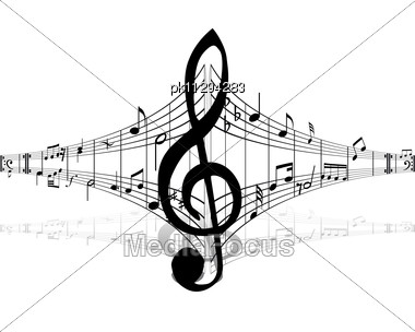 380x304 Stock Photo Musical Notes Staff Background