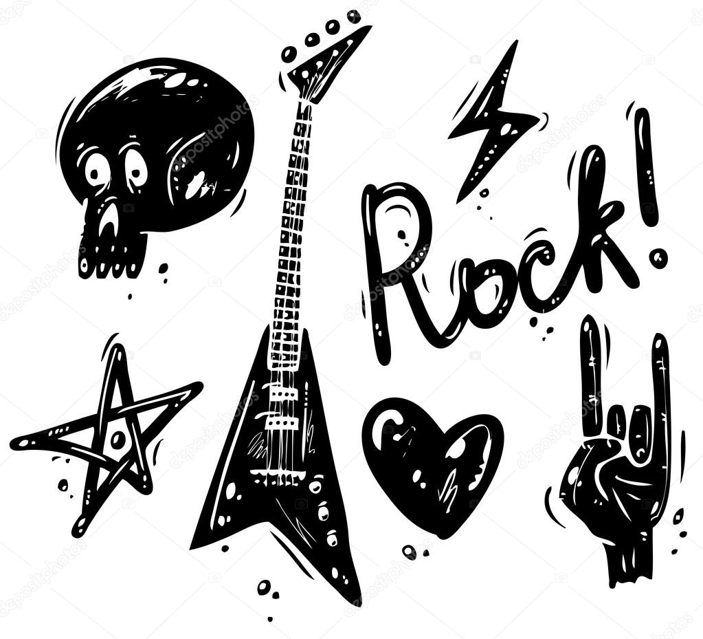 1023x929 Rock Music Symbols Stock Vector Yellowpixel