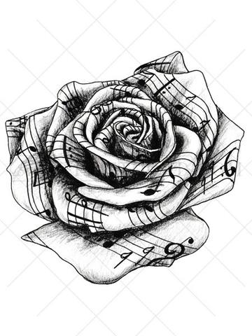 360x480 Music Rose Tattoo