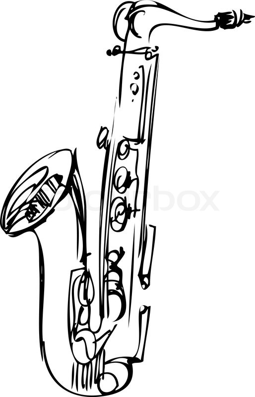514x800 A Sketch Brass Alto Saxophone Musical Instrument Stock Vector