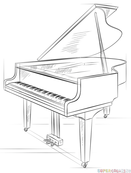 437x575 How To Draw A Grand Piano Step By Step. Drawing Tutorials For Kids