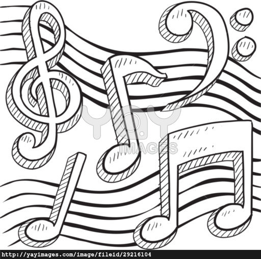 512x508 Doodle Style Musical Notes Border Sketch In Vector Format Poster