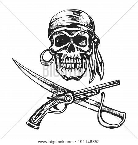 450x470 Pirate Skull Bandanna. Musket Vector Amp Photo Bigstock