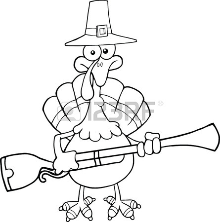 445x450 Blacknd White Pilgrim Turkey Bird Cartoon Character