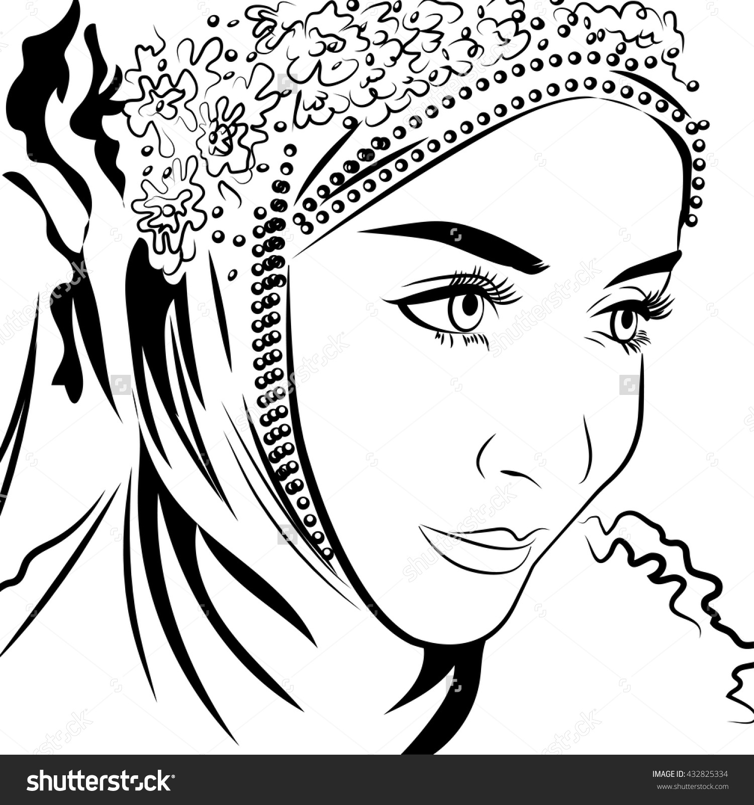 1500x1600 Muslim Female In Hijab Hand Drawing Style. My Vector Art
