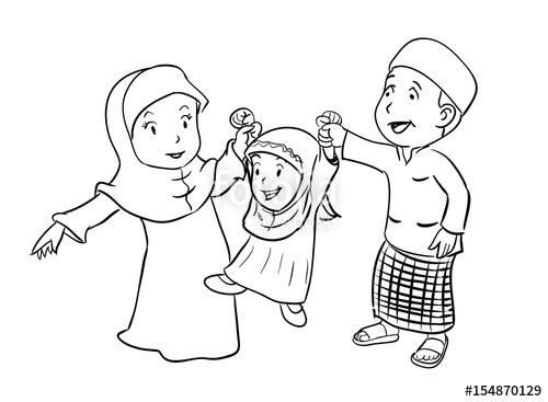 500x367 Coloring Happy Muslim Family