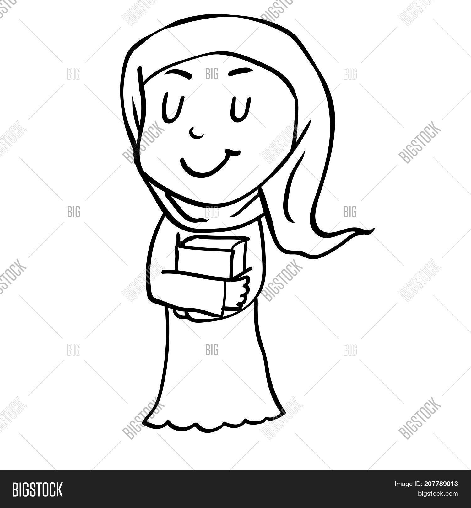 1500x1620 Hand Drawing Cartoon Muslim Girl Vector Amp Photo Bigstock