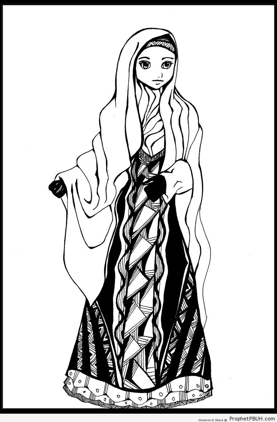 900x1368 Manga Style Muslim Women In Elegant Hijab Drawings Prophet
