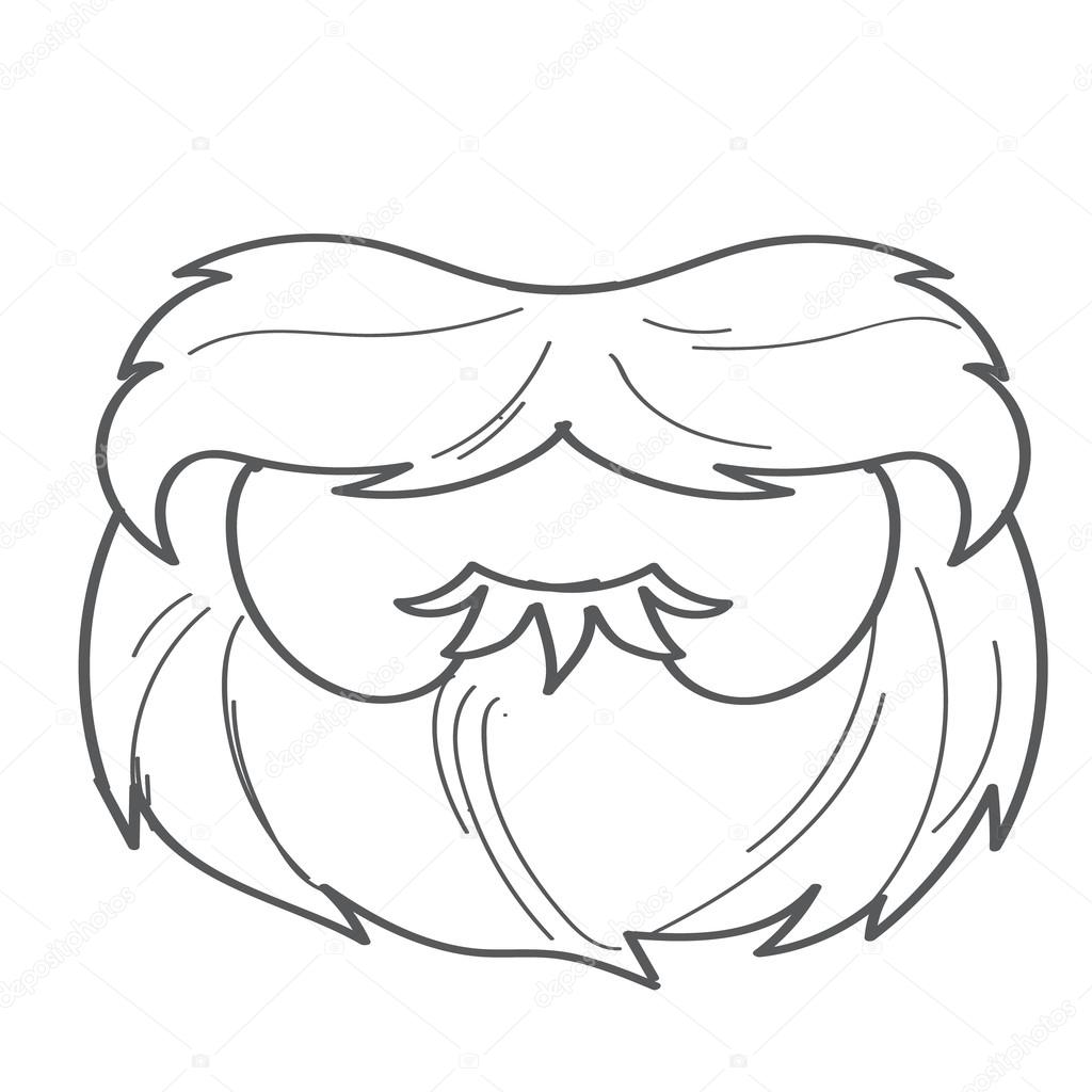 1024x1024 Beard And Mustache Mask In Cartoon Style Outline Drawing. Stock