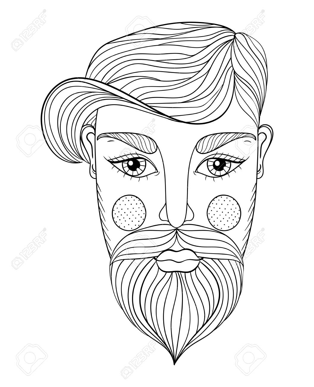 1056x1300 Vector Xentangle Portrait Of Man Face With Mustache And Beard