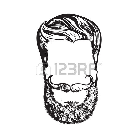450x450 Hand Drawn Hipster Hairstyle, Beard And Mustache, Sketch Style