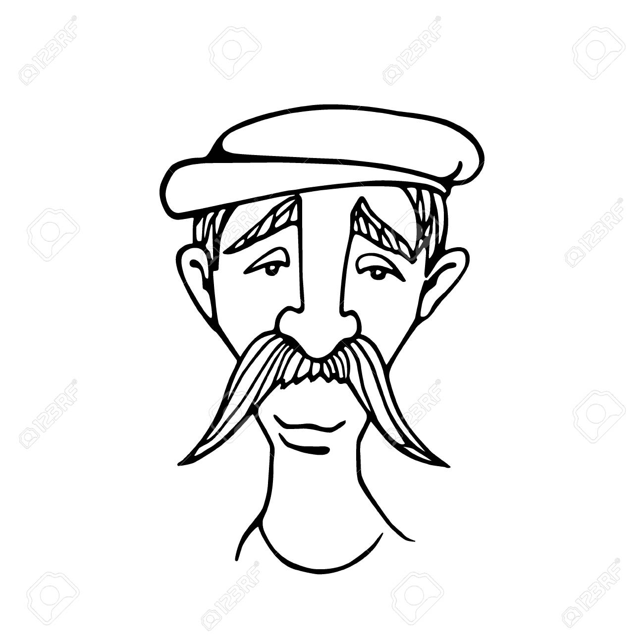 1300x1300 Vector Illustration Of Retro Male Character. A Head Of An Old