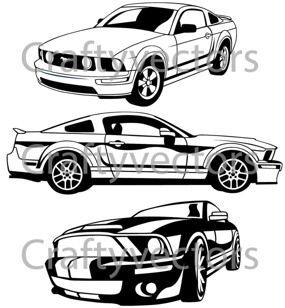 570x616 Ford Mustang Vector Svg Cut File