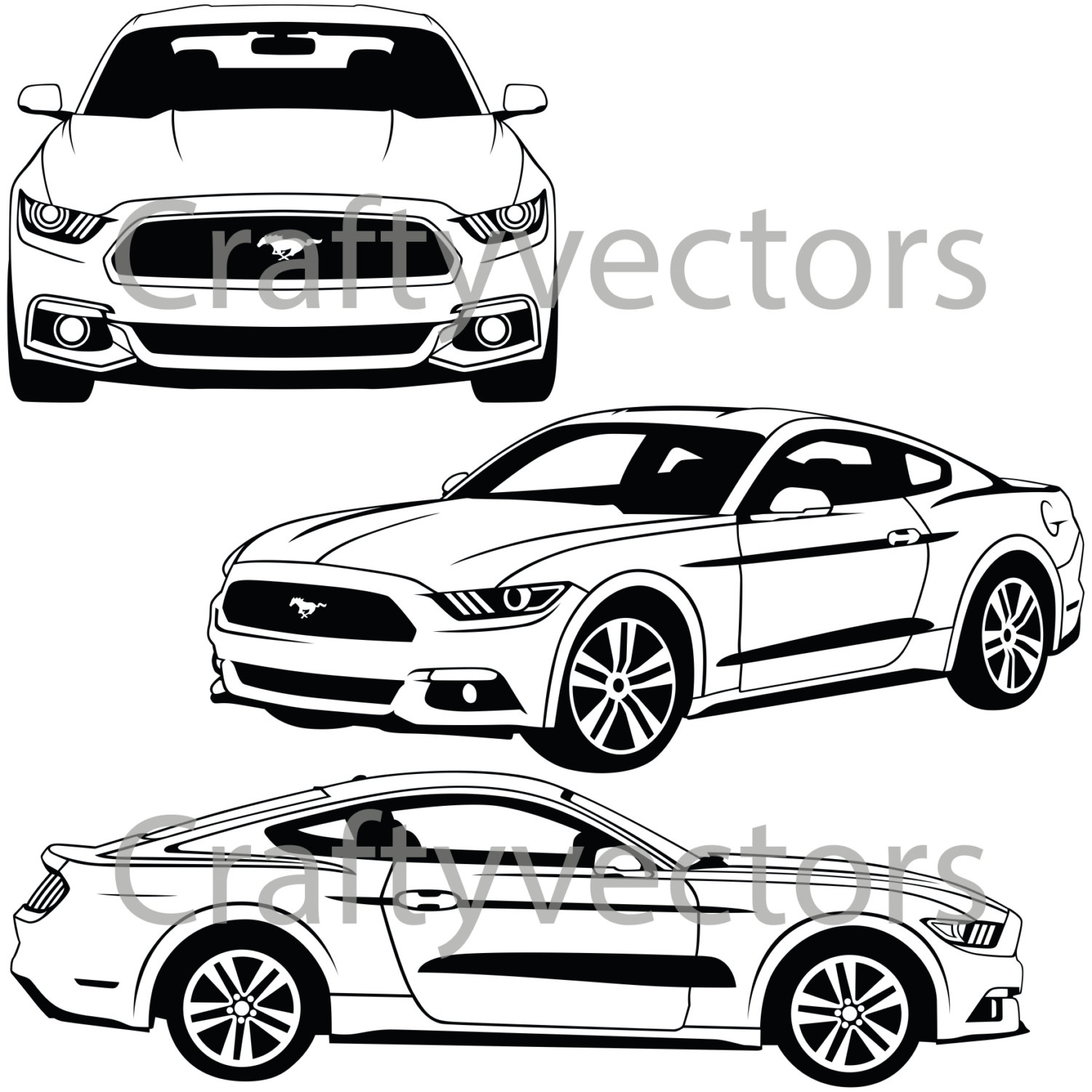 1500x1500 Ford Mustang 2015 Vector Svg Cut File