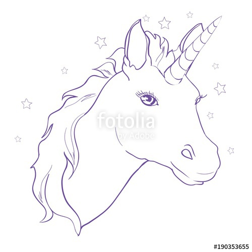 500x500 Sketch Unicorn, Hand Drawn Ink Illustration.unicorn Horse Animal