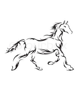 275x320 Beautiful Wild Horse Sketch Icon. Head And Shoulders Portrait