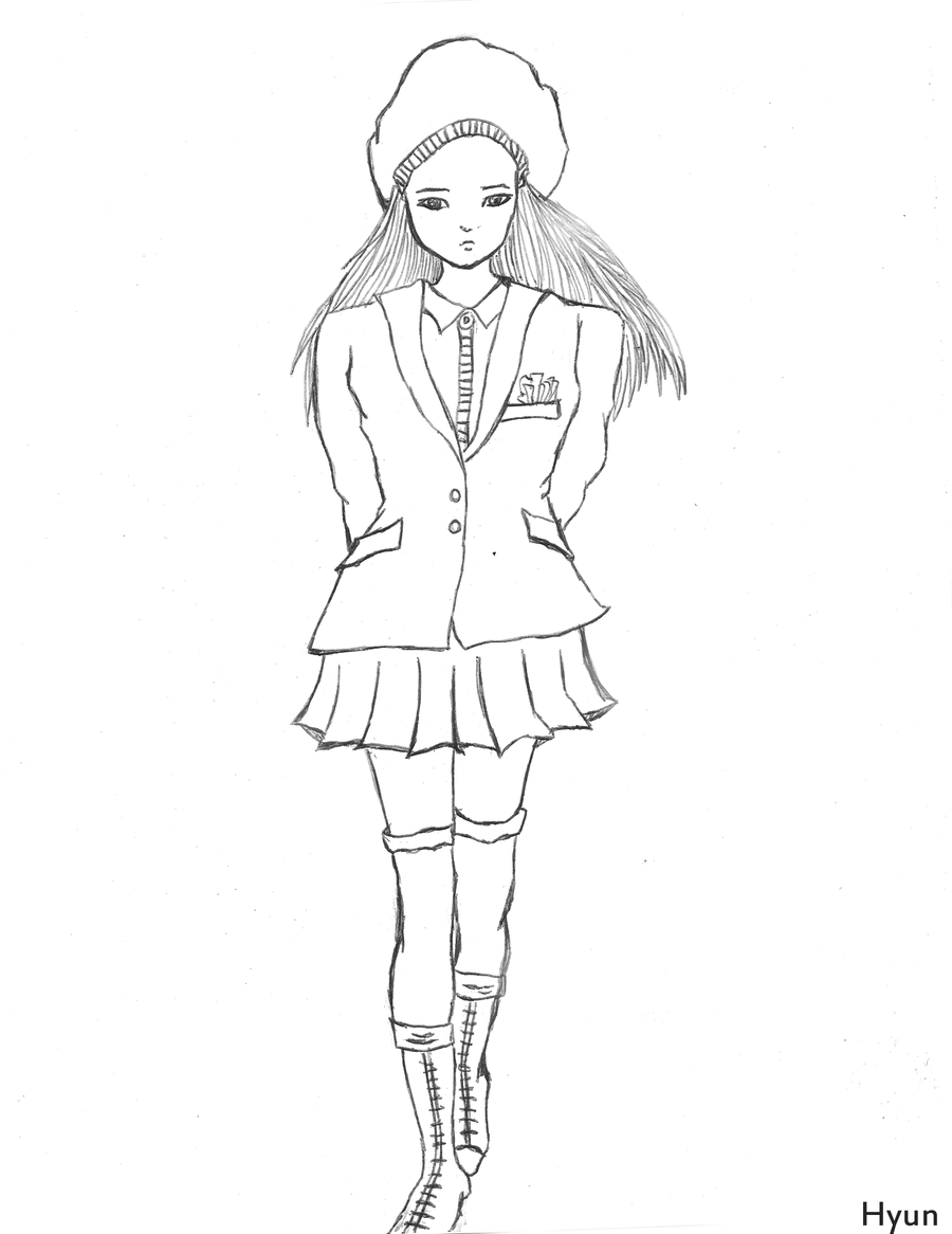 900x1166 Girl Walking By Hyun18