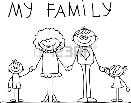450x354 Image Of Happy Family With House. Kids Drawing I Love My Family