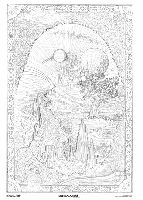 457x640 Mystical Fantasy Doodle Art Coloring Poster Photo