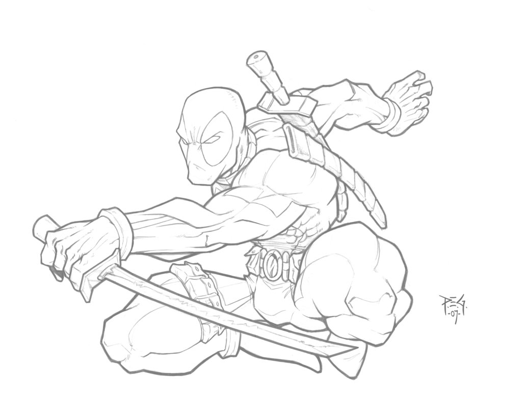 1024x777 How To Deadpool Drawing In Pencil Full Body Deadpool Pencils N