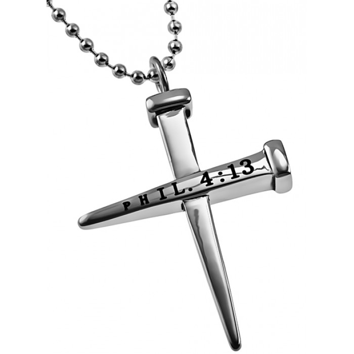 700x700 Necklaces 2 Nail Cross Christ My Strength Necklace Steel