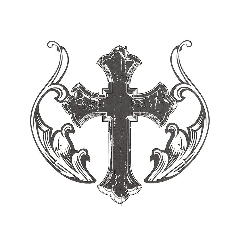 800x800 Waterproof Temporary Tattoo Stickers 3d Black Holy Cross Totem