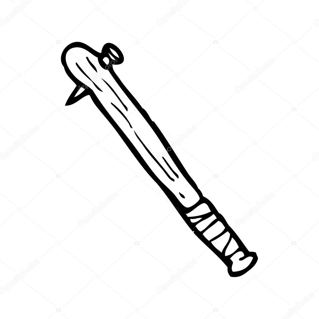 1024x1024 Bat With Nail In Drawing Stock Vector Lineartestpilot