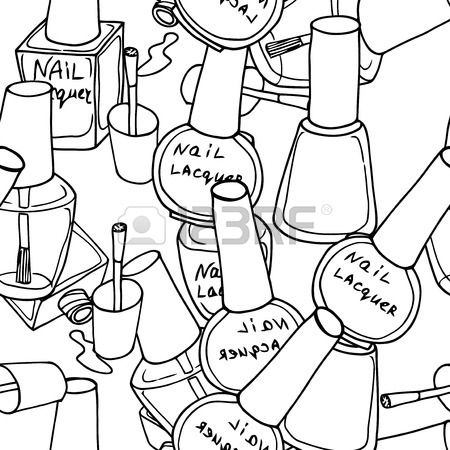 450x450 Seamless Black And White Pattern With Nail Polish. Fashion Vector