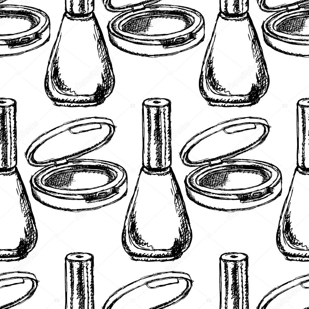 1024x1024 Sketch Powder Compact And Nail Polish Stock Vector Kali13