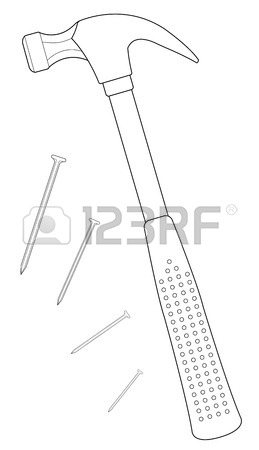 259x450 Hammer And Nail Doodle Style Sketch Illustration Hand Drawn Vector