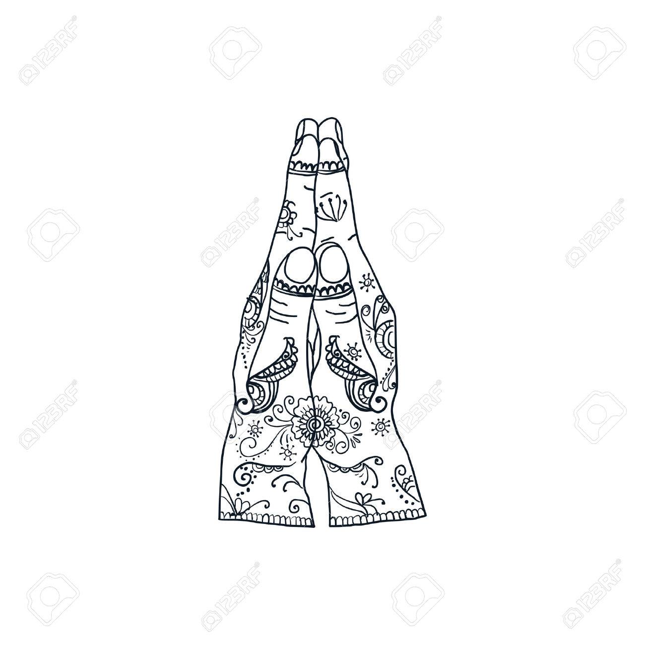 1300x1300 Element Yoga Mudra Hands Namaste With Mehndi Patterns