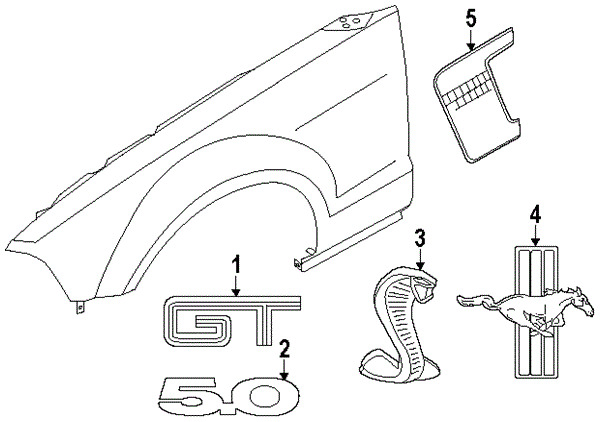 600x422 Ford Oem 11 14 Mustang Fender Emblem Badge Nameplate Left