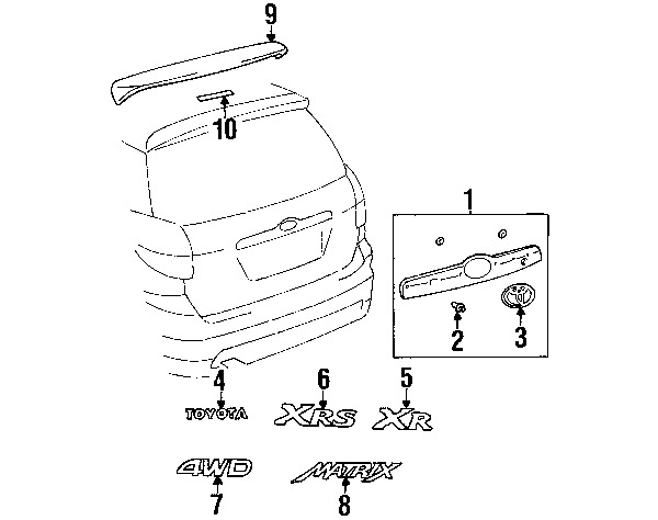 600x474 Toyota Oem Matrix Liftgate Tailgate Hatch Emblem Badge Nameplate